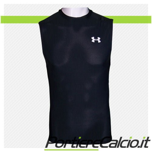 Maglia compressione Under Armour Heat Gear senza manica corta nera su